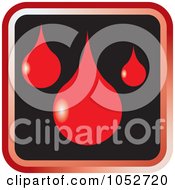 Royalty Free Vector Clip Art Illustration Of A Red And Black Square Blood Drop Button Icon by Lal Perera