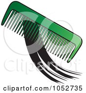 Royalty Free Vector Clip Art Illustration Of A Green Comb And Black Hair by Lal Perera