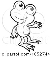 Royalty Free Vector Clip Art Illustration Of An Outlined Happy Frog