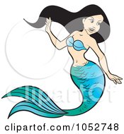 Poster, Art Print Of Black Haired Mermaid - 1