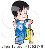 Royalty Free Vector Clip Art Illustration Of A Girl With A Purse And Cricket Bat by Lal Perera