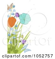 Poster, Art Print Of Spring Tulips Bell Flowers And Ferns Over White