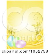 Poster, Art Print Of Background With Rays Easter Eggs And Plants