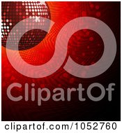 Poster, Art Print Of Royalty-Free Vector 3d Clip Art Illustration Of A 3d Shiny Red Disco Ball Background Over Red Halftone
