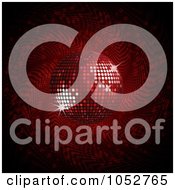 Royalty Free Vector 3d Clip Art Illustration Of A 3d Red Disco Ball Background Over Spiraling Red Halftone