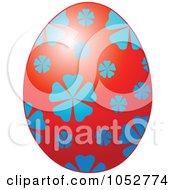 Poster, Art Print Of Red And Blue Floral Easter Egg