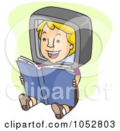 Royalty Free Vector Clip Art Illustration Of A Boy Reading An Ebook by BNP Design Studio