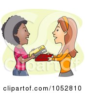 Poster, Art Print Of Royalty-Free Vector Clip Art Illustration Of Women Exchanging Books