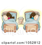 Poster, Art Print Of Couple Sleeping In Separate Beds
