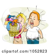 Poster, Art Print Of Mean Husband Yelling At His Wife To Do Laundry
