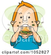 Poster, Art Print Of Chubby Man Eating A Hamburger