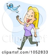 Royalty Free Vector Clip Art Illustration Of A Man Chasing A Happiness Blue Bird