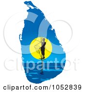 Pole Fisherman On A Sri Lanka Map