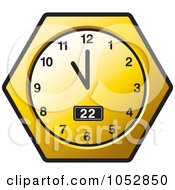 Royalty Free Vector Clip Art Illustration Of A Gold Wall Clock 3