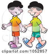 Royalty Free Vector Clip Art Illustration Of Two Boys Holding Hands