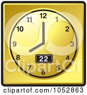 Royalty Free Vector Clip Art Illustration Of A Gold Wall Clock Button Icon