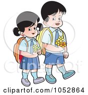 Poster, Art Print Of School Kids Carrying Flowers - 2