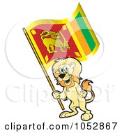 Poster, Art Print Of Lion Holding A Sri Lanka Flag