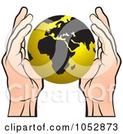 Poster, Art Print Of Hands Around A Gold Globe