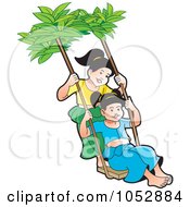 Poster, Art Print Of Two Sinhala New Year Girls Swinging