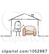 Poster, Art Print Of Stick Figure Man With A Chair In His House