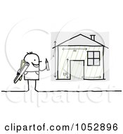 Poster, Art Print Of Stick Figure Man Designing A Home