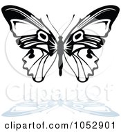 Poster, Art Print Of Black And White Butterfly Logo With A Reflection - 14