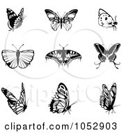 Poster, Art Print Of Digital Collage Of Black And White Butterfly Logos