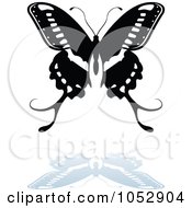 Poster, Art Print Of Black And White Butterfly Logo With A Reflection - 17