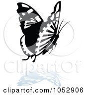 Poster, Art Print Of Black And White Butterfly Logo With A Reflection - 13