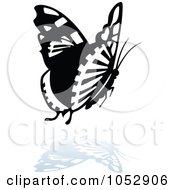 Royalty Free Vector Clip Art Illustration Of A Black And White Butterfly Logo With A Reflection 13