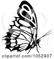 Poster, Art Print Of Black And White Flying Butterfly Logo - 20