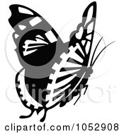 Poster, Art Print Of Black And White Flying Butterfly Logo - 13