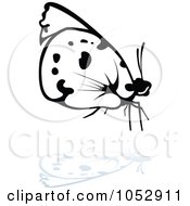 Poster, Art Print Of Black And White Butterfly Logo With A Reflection - 15