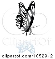 Poster, Art Print Of Black And White Butterfly Logo With A Reflection - 20