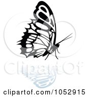 Poster, Art Print Of Black And White Butterfly Logo With A Reflection - 19