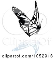 Poster, Art Print Of Black And White Butterfly Logo With A Reflection - 18