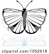 Poster, Art Print Of Black And White Butterfly Logo With A Reflection - 16