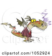 Poster, Art Print Of Cartoon Mad Dragon Boss Holding A Whip