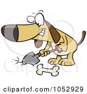 Poster, Art Print Of Cartoon Dog Digging A Deposit Hole For A Bone