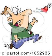 Royalty Free Vector Clip Art Illustration Of A Cartoon Man With A Hole In His Chest Chasing His Winged Heart