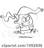 Poster, Art Print Of Cartoon Black And White Outline Design Of A Girl Running A Marathon