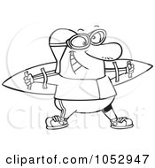 Poster, Art Print Of Cartoon Black And White Outline Design Of An Aviator Wearing Strap On Wings