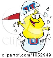Poster, Art Print Of Cartoon Freshmen Chick With A Flag In An Egg Shell