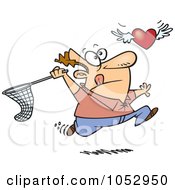 Royalty Free Vector Clip Art Illustration Of A Cartoon Man Chasing Elusive Love by toonaday