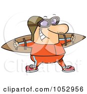 Cartoon Aviator Wearing Strap On Wings
