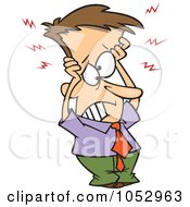 Poster, Art Print Of Cartoon Frazzled Businessman Holding His Head