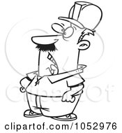 Royalty Free Vector Clip Art Illustration Of A Cartoon Black And White Outline Design Of A Supervisor Hollering