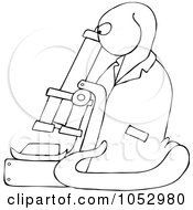 Royalty Free Vector Clip Art Illustration Of A Black And White C Elegans Roundworm Using A Microscope Outline