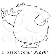 Royalty Free Vector Clip Art Illustration Of A Black And White Mad Bear Pointing Outline